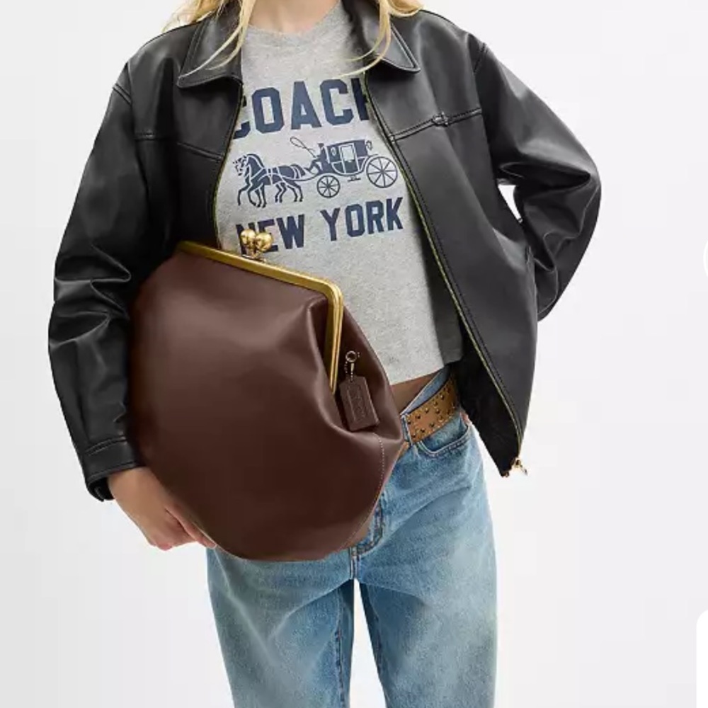 Coach Large Kisslock Frame Bag Black Currant